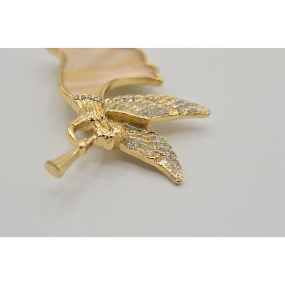 Dana Buchman Vintage Pin Brooch Mother Pearl Abalone Angel Glitter Christmas 9B - Picture 7 of 12